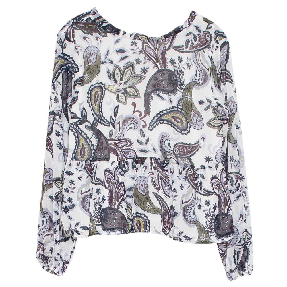 NWT Loft Peplum Top Sheer Floral Paisley Boho Peasant Cottagecore Lightweight XS